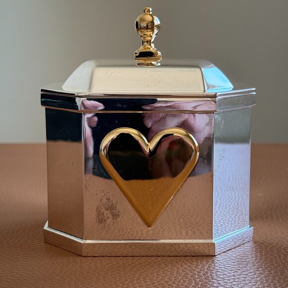 NEW - Lenox Silverplate Wedding Promises Octagonal Heart Box - Picture 1 of 6